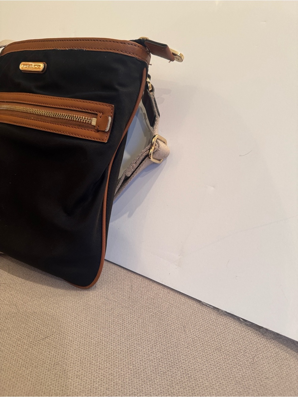 Michael Kors Black Crossbody with Brown Leather Trim and Gold Hardware - Picture 6 of 8